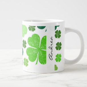 Grönt Klöver, Saint patrick's day, ditt namn Jumbo Mugg