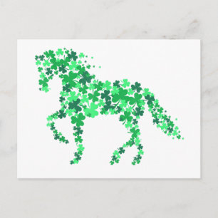 Grönt Klöver Shamrock Horse St. Patricks Day Vykort