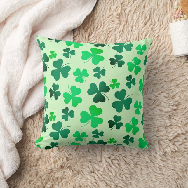 Grönt Klöver Shamrock Löv Blommigt Retro Elegant Kudde (Filt)