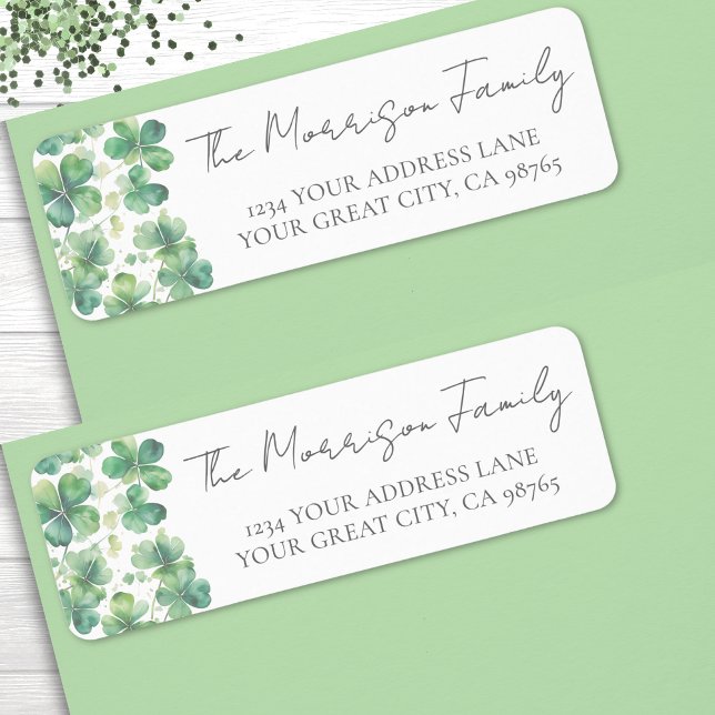 Grönt Klöver Shamrock Returadress Returadress Etikett (Green Clover Shamrock Return Address label)