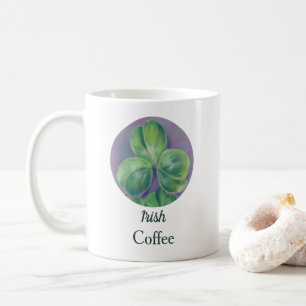 Grönt Klöver Shamrocks on Lila Pastel Art Kaffemugg