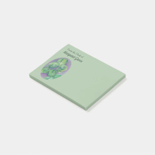 Grönt Klöver Shamrocks on Lila Pastel Art Post-it Block