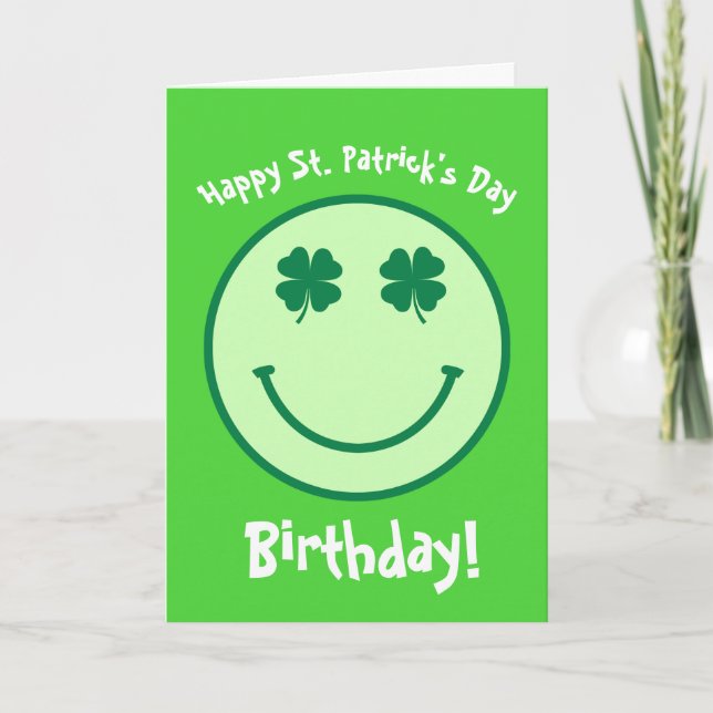Grönt Klöver St.Patrick födelsedagskort Kort (Framsida)