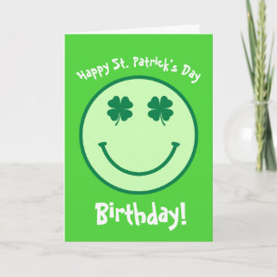 Grönt Klöver St.Patrick födelsedagskort Kort