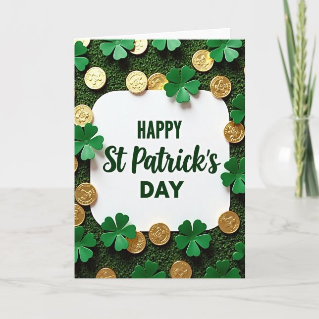 Grönt klöver St Patricks dag-kort Kort (Framsida)