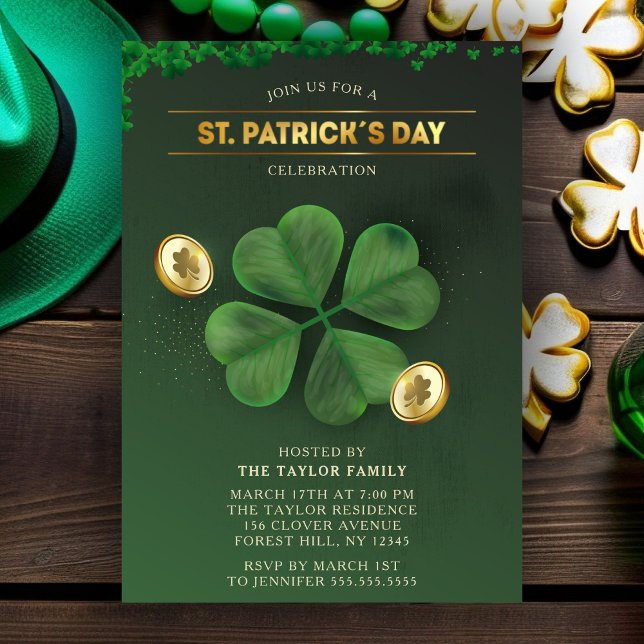 Grönt Klöver St. Patrick's Day Firande Party Inbjudningar (Skapare uppladdad)