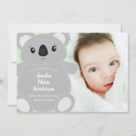 Grönt Koala Bear Baby Shower Inbjudningar