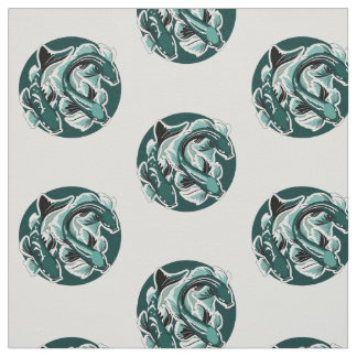 Grönt Koi Fabric Tyg