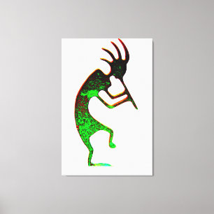 grönt kokopelli inlindad duk canvastryck