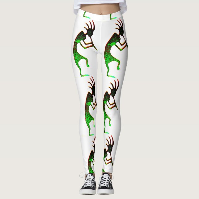 grönt kokopelli svart leggings (Framsida)