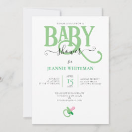 GRÖNT KÖN NEUTRAL BABY SHOWER MED NAPPAR INBJUDNINGAR