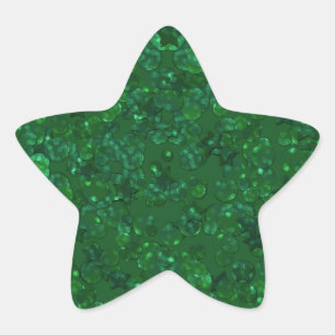 Grönt, konetti, glitter stjärnformat klistermärke