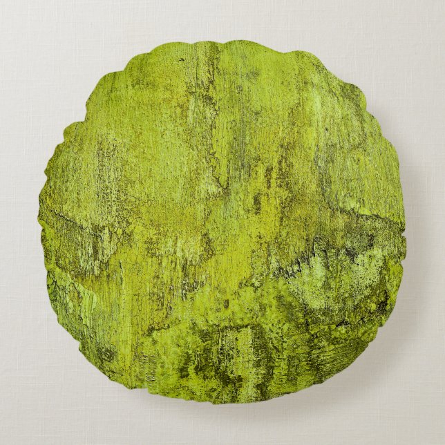 Grönt, konkret abstrakt, konst, hemdekoder, bakgår rund kudde (Framsidan)