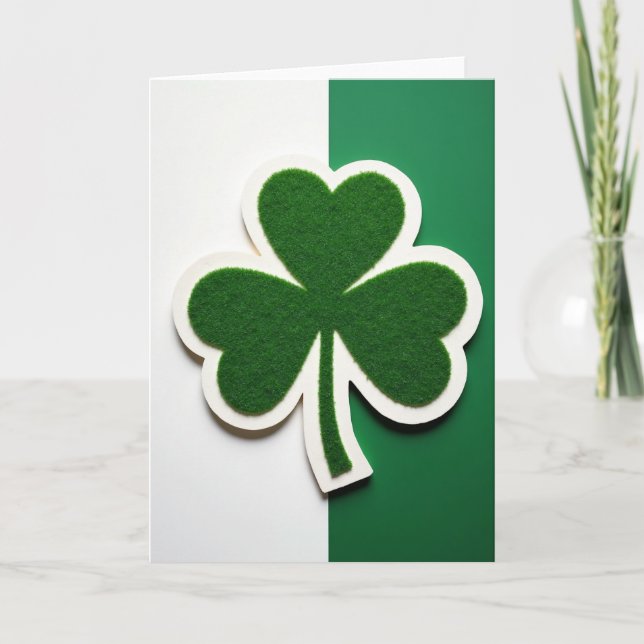 Grönt konstkort med Shamrockmotiv Kort (Framsida)