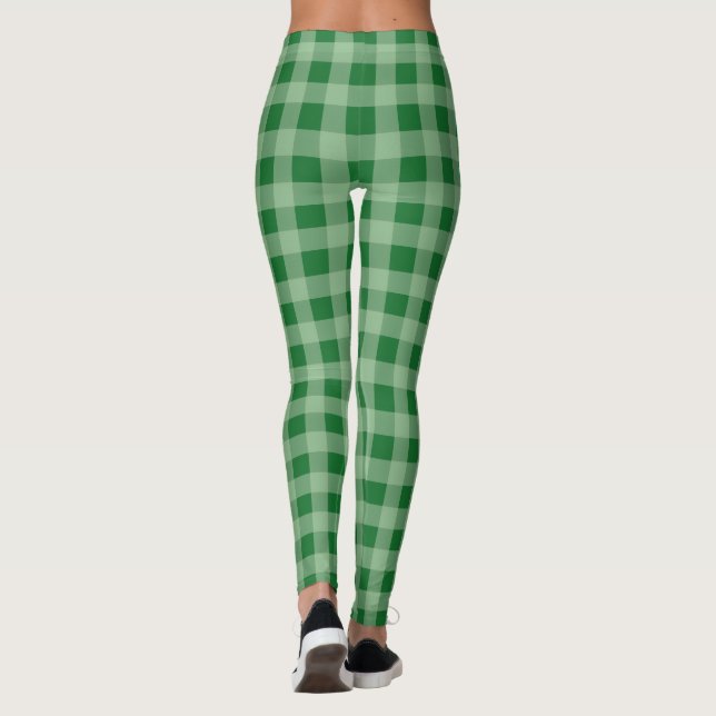 Grönt Kontrollera talllagg Leggings (Baksida)