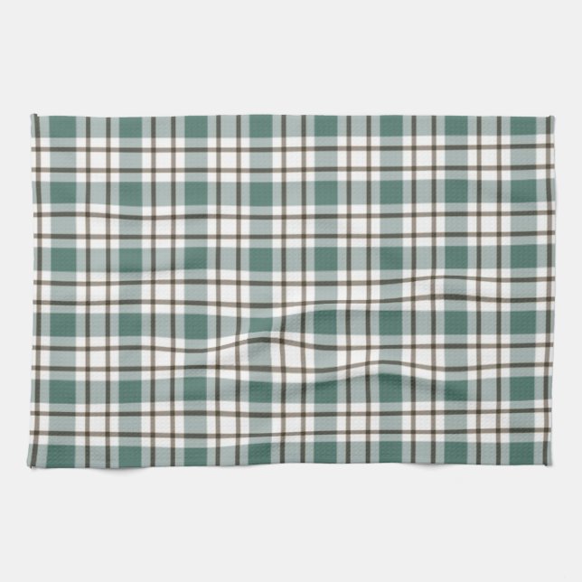 grönt kontrollerad lätt tartan mönster kökshandduk (Horisontell)