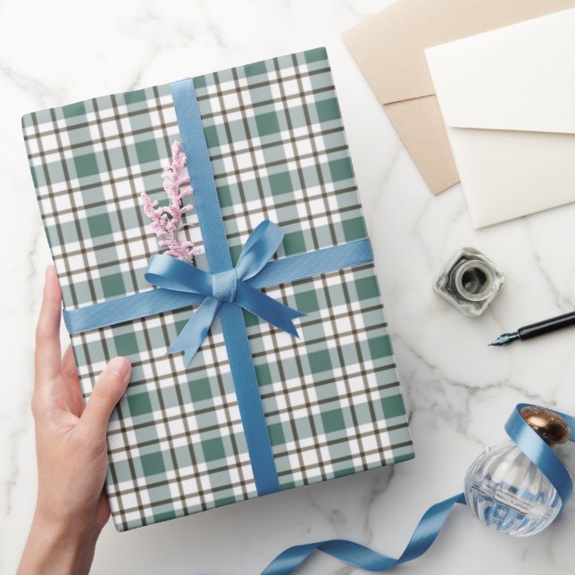 grönt kontrollerad lätt tartan mönster presentpapper (Gifting)