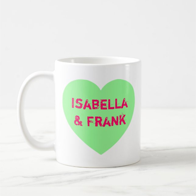 Grönt konversationshjärta kaffemugg (Vänster)