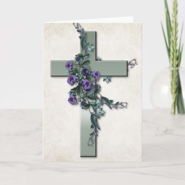 Grönt Kor med Lila blommor Greeting Card Kort (Framsida)