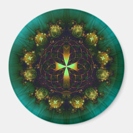 Grönt Kors Mandala Magnet