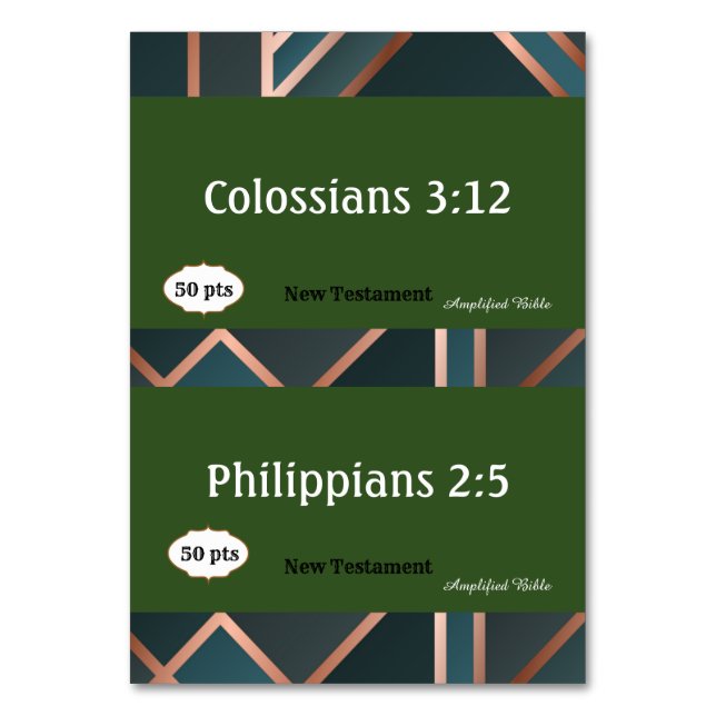 Grönt-kort för spel bordsnummer (Baksidan)