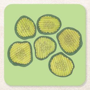 Grönt Kosher Dill Pickle Chip Sweet Pickle Decor Underlägg Papper Kvadrat