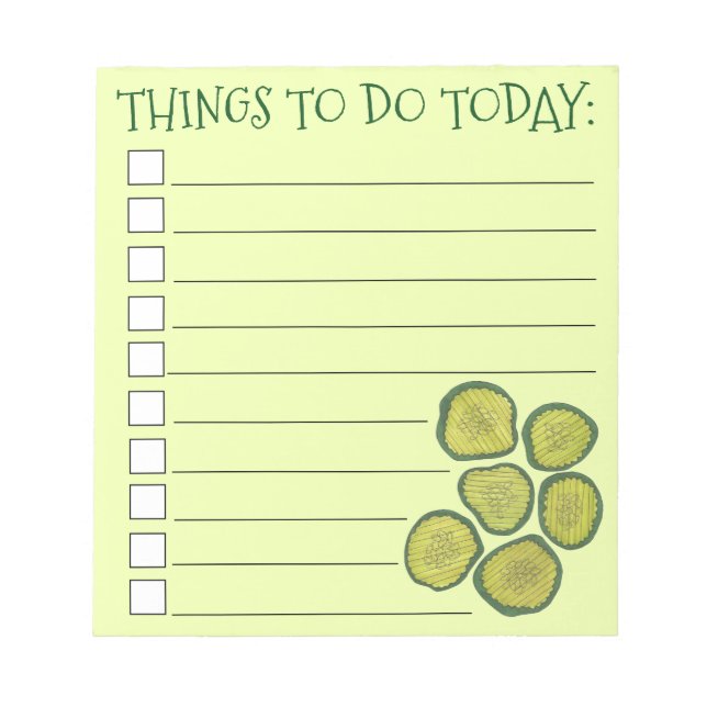 Grönt Kosher Dill Sweet Pickle Chip Checklista Anteckningsblock (Framsida)