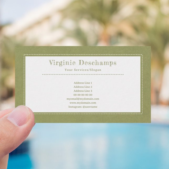 Grönt Kraft & Rustic Minimalist-Affärskort Visitkort (Rustic Green Business Card)