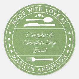 Grönt Kraft Tillverkat Med Kärlek Matpresent Runt Klistermärke