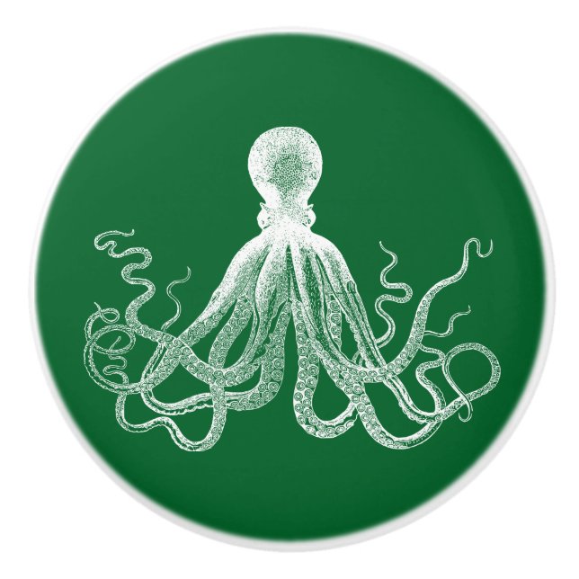 Grönt Kraken Octopus Knopp (Framsidan)