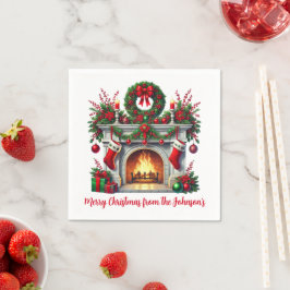 Grönt Kramper och julfireplace Pappersservett