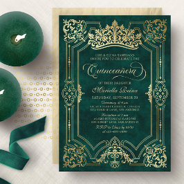 Grönt Krona Tiara Elegant Quinceanera Inbjudningar