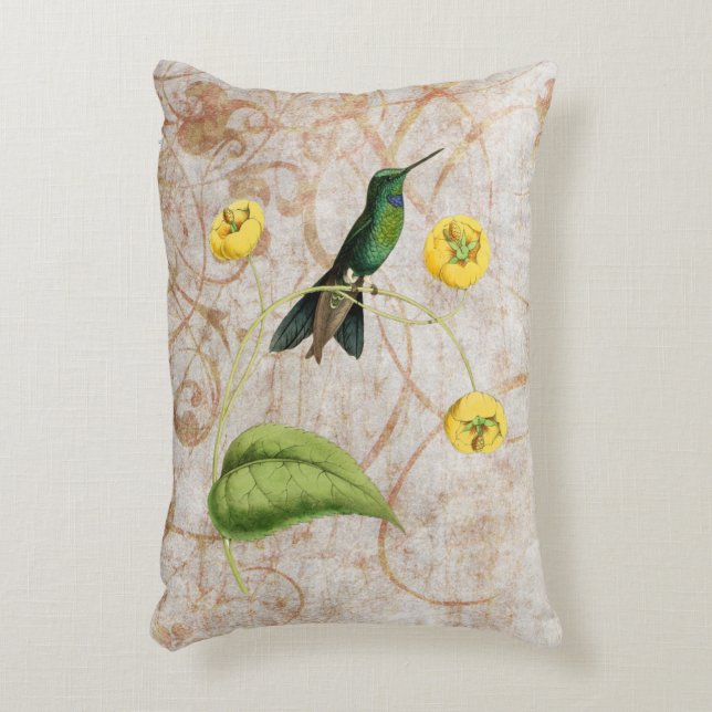 Grönt krönad briljant Hummingbird Prydnadskudde (Framsidan(Vertikal))