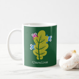 Grönt Kryp Kawaii Cute Kids Namn Kaffemugg