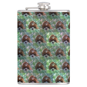 Grönt Kung Charles Cavalier spanel, Hip Flask Fickplunta