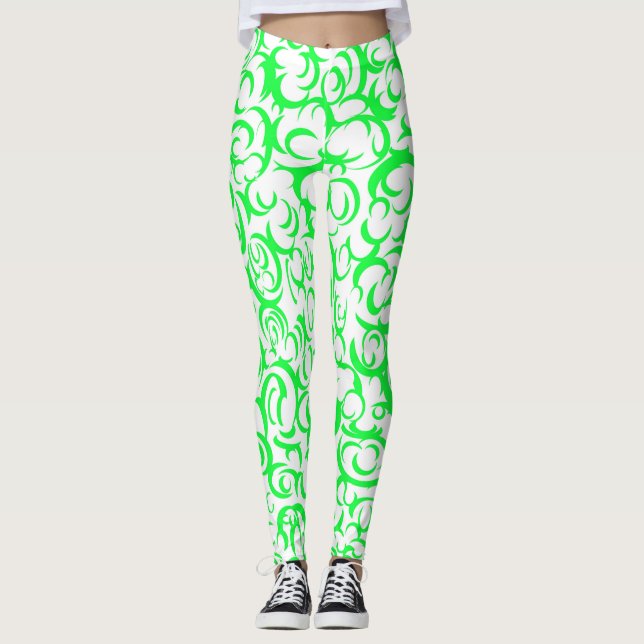 Grönt Kurvor Leggings (Framsida)
