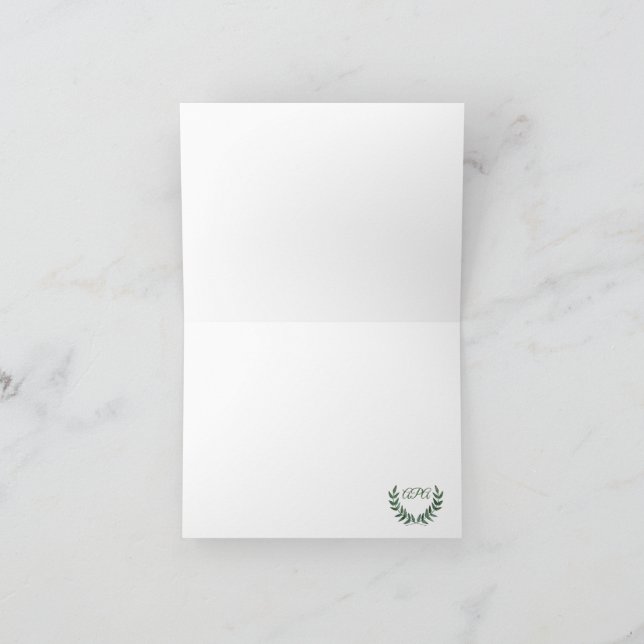 Grönt Kvittokort med Grenar Tack Kort (Inuti)