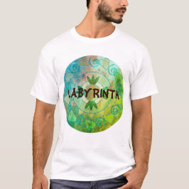 Grönt Labyrint anpassade text round mandala T Shirt
