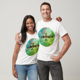 Grönt Labyrint anpassade text round mandala T Shirt