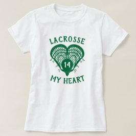 Grönt Lacrosse My Heart T-Shirt
