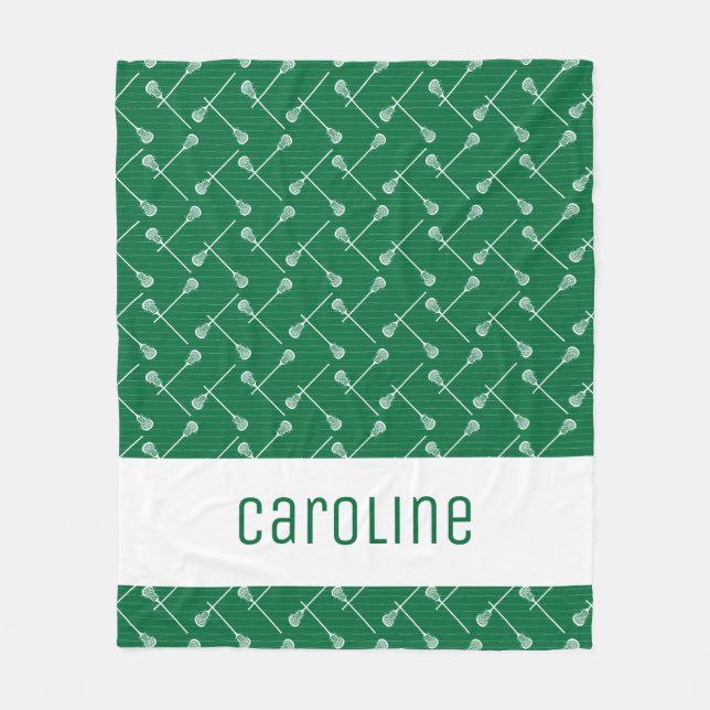 Grönt Lacrosse White Sticks Patterned Fleecefilt (Framsidan)