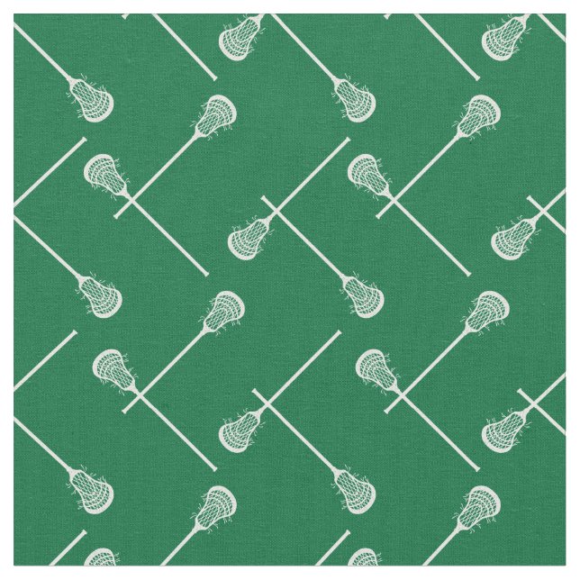 Grönt Lacrosse White Sticks Patterned Tyg (Närbild)