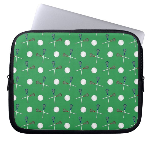 Grönt lacrossemönster laptop sleeve (Framsidan)