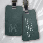 Grönt Läder, fet monogram masculine Bagagebricka<br><div class="desc">En fet monogramdesign</div>