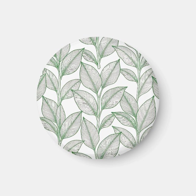 Grönt lagerblad Botaniskt Mönster Magnet (Framsidan)