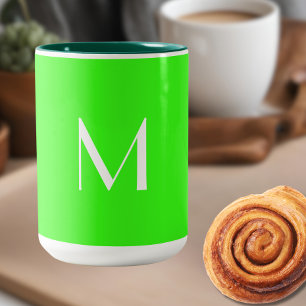grönt - lägg till monogram Två-Tonad mugg