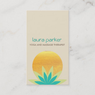 Grönt läka för Yoga för lotusblommablommalogot Visitkort