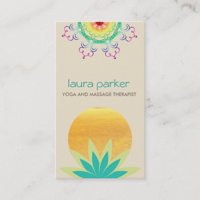Grönt läka för Yoga för lotusblommablommalogotyp Visitkort (Framsida)