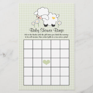 Grönt Lamb Baby Shower Bingo