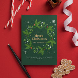 Grönt Lämna Snowflake God jul Inbjudningar